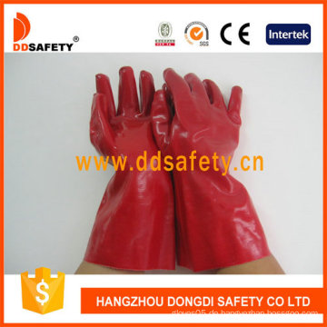 Rote PVC-Handschuh-lange Manschette (DPV507)